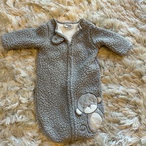 Chick Pea Sherpa Fleece Zipper Swaddle Sack Sleeper Bag // Sz 0-3M // Grey